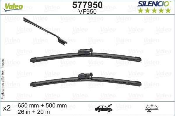 VALEO Щітка склоочисника К-Т БЕЗКАРКАСНИЙ SILENCIO / 650/500 MM / VF960 / LHD / BMW X3, BMW X4, JAGUAR E