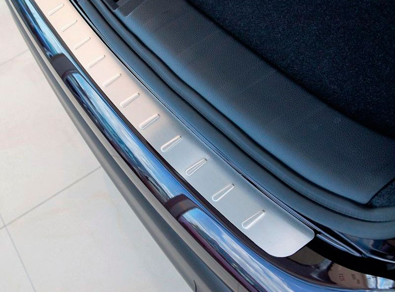 Накладка на бампер Mazda 3 '2013-2019 (прессованная, прямая, седан, сталь) Alufrost